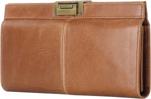 Vintage Genuine Leather Clutch Purse for Women Ladies Cell Phone Handbag Credit Card Holder Wallet with Multi Compartments