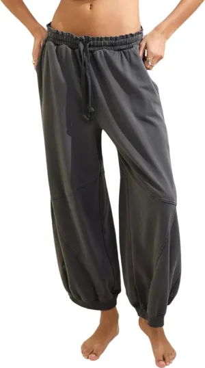Watashi Women Wide Leg Pants Casual Elastic Wasited Summer Trouser Slacks Beach Palazzo Harem Pants