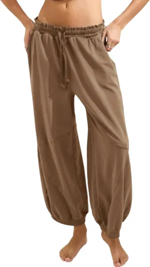 Watashi Women Wide Leg Pants Casual Elastic Wasited Summer Trouser Slacks Beach Palazzo Harem Pants