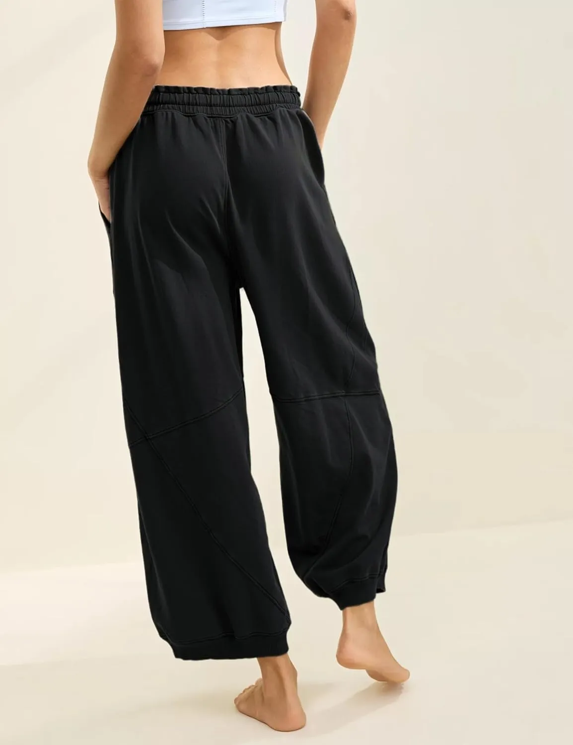 Watashi Women Wide Leg Pants Casual Elastic Wasited Summer Trouser Slacks Beach Palazzo Harem Pants