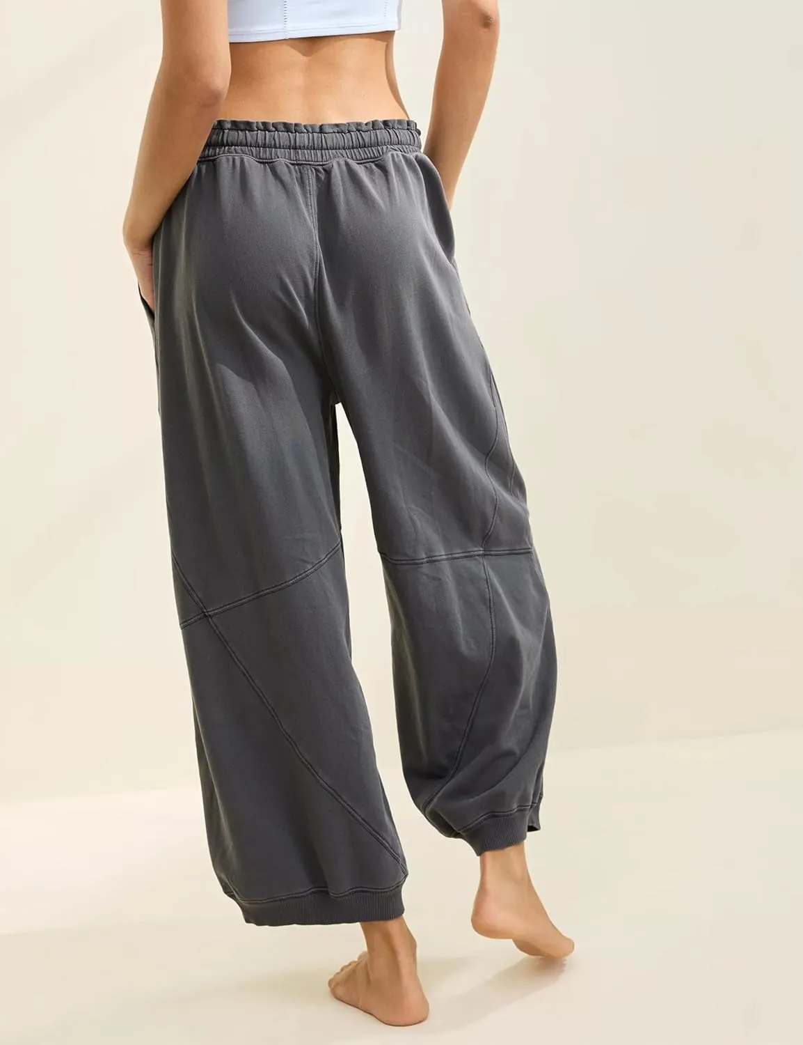 Watashi Women Wide Leg Pants Casual Elastic Wasited Summer Trouser Slacks Beach Palazzo Harem Pants