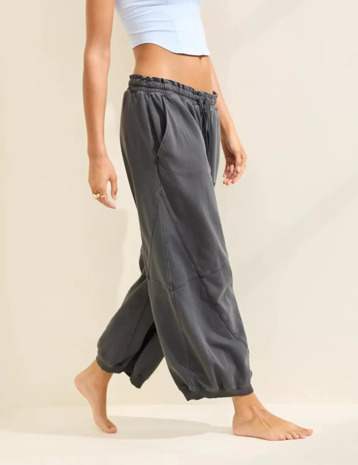 Watashi Women Wide Leg Pants Casual Elastic Wasited Summer Trouser Slacks Beach Palazzo Harem Pants