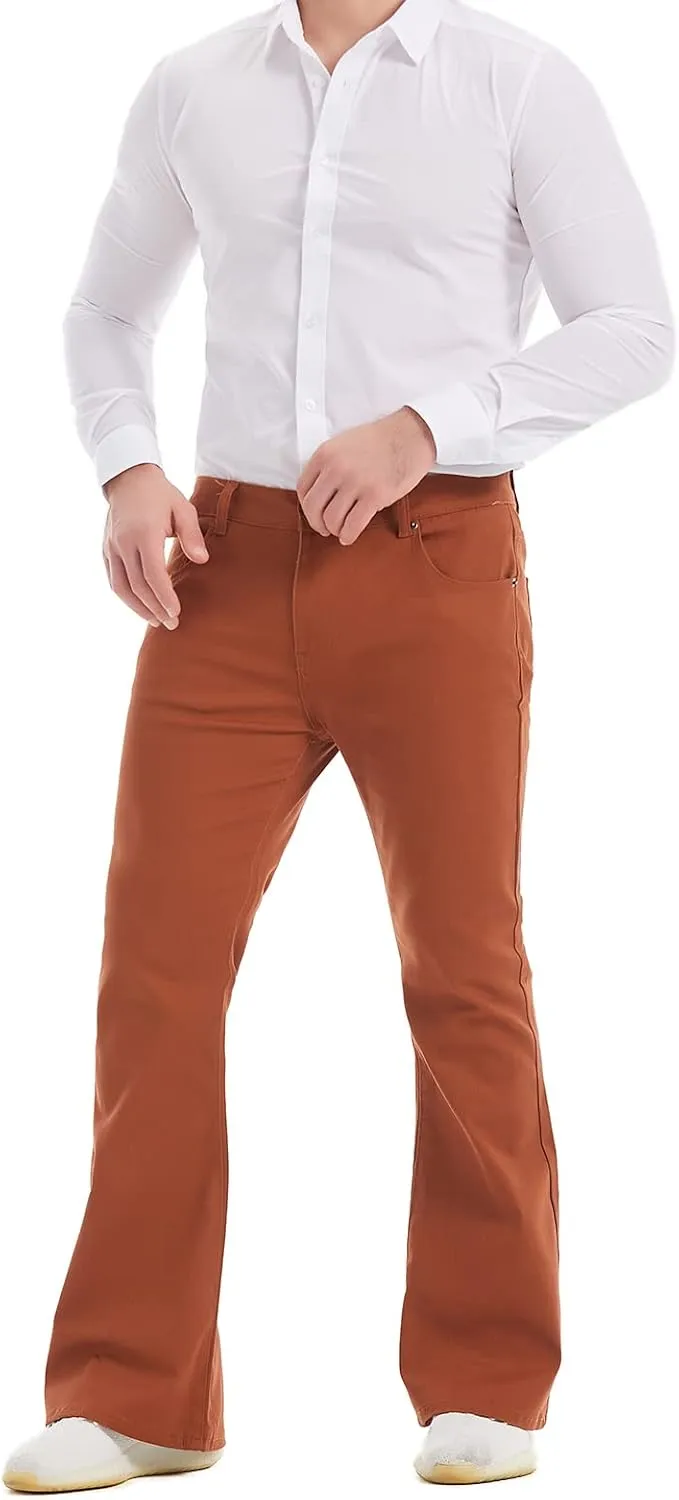 Wbestwind Men's Relaxed Stretch Vintage 60s 70s Bell Bottom Fit Comfort Flared Retro Leg Denim Jeans