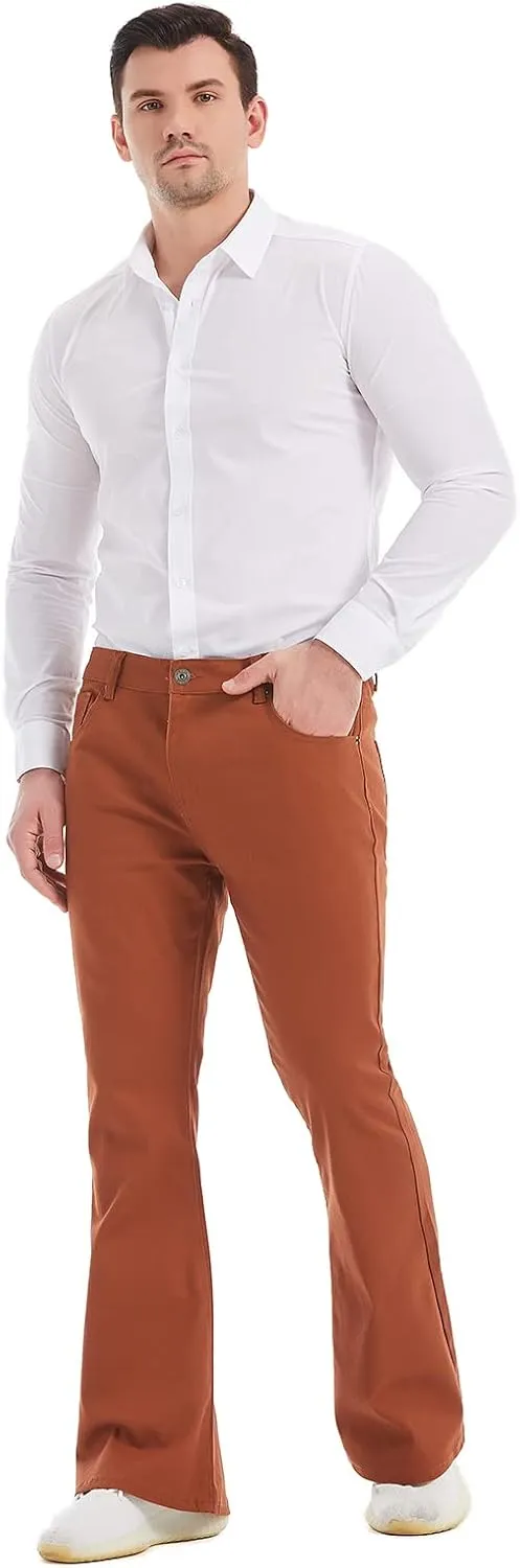Wbestwind Men's Relaxed Stretch Vintage 60s 70s Bell Bottom Fit Comfort Flared Retro Leg Denim Jeans