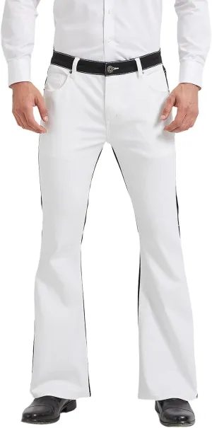 Wbestwind Men's Relaxed Stretch Vintage 60s 70s Bell Bottom Fit Comfort Flared Retro Leg Denim Jeans