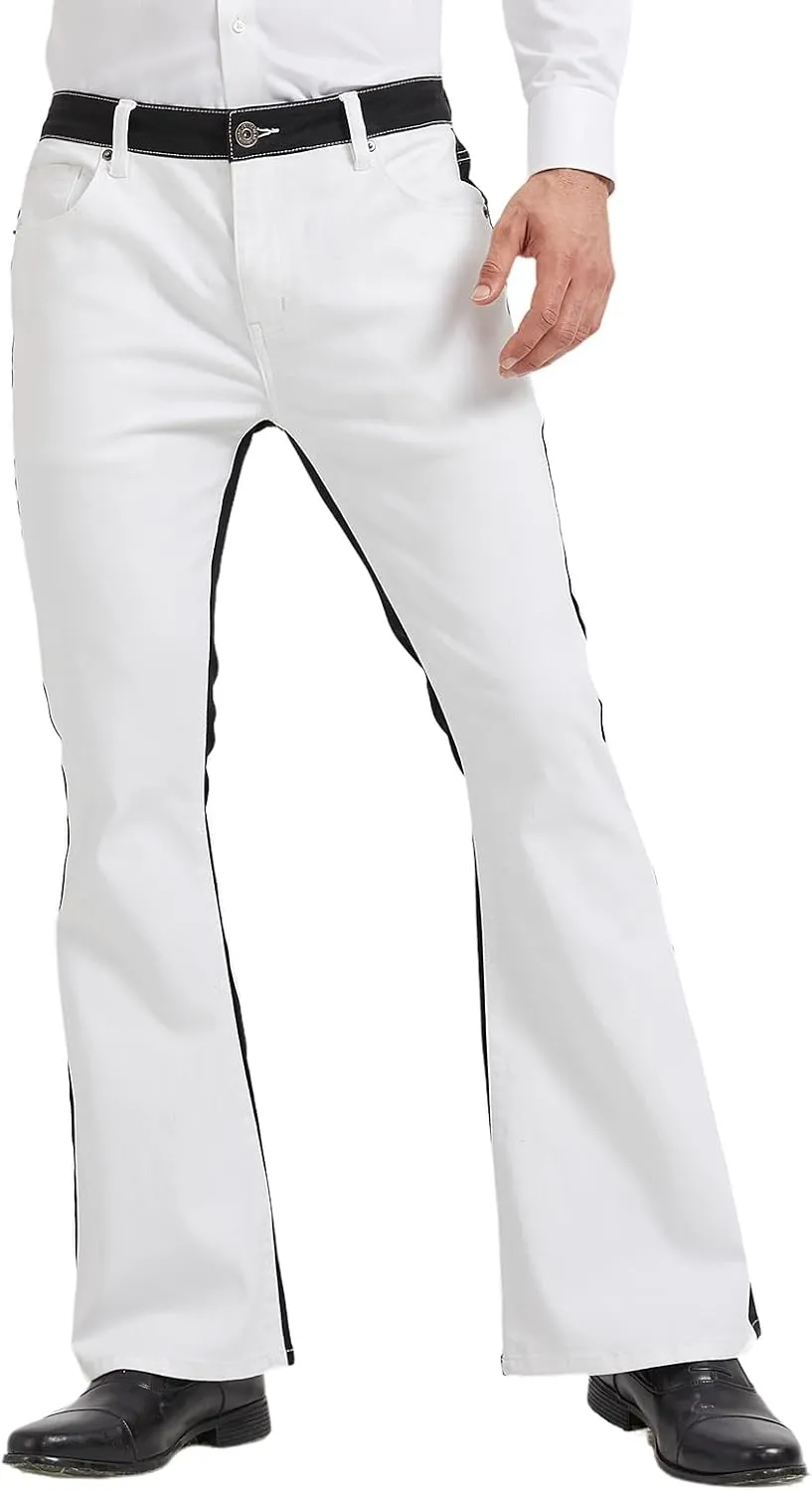 Wbestwind Men's Relaxed Stretch Vintage 60s 70s Bell Bottom Fit Comfort Flared Retro Leg Denim Jeans