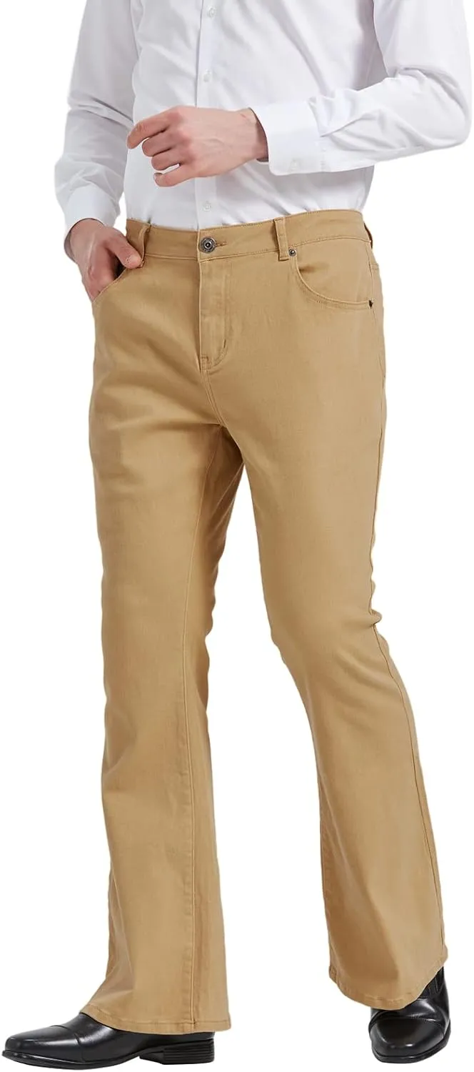 Wbestwind Men's Relaxed Stretch Vintage 60s 70s Bell Bottom Fit Comfort Flared Retro Leg Denim Jeans