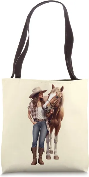 Western Cowgirl with Horse Women Who Love the Countryside Tote Bag