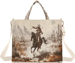 Western Desert Cowboy Corduroy Tote Bag for Women Hobo Crossbody Bag Purse Stylish Shoulder Handbag Messenger Bags, S