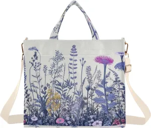 Wildflowers and Herbs Corduroy Tote Bag for Women Hobo Crossbody Bag Purse Stylish Shoulder Handbag Messenger Bags, S