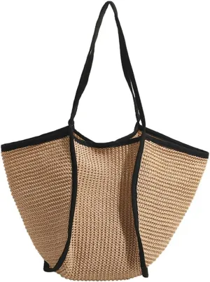 Women Handwoven Straw Tote Bag Trendy Summer Beach Handbag Hobo Bags Large Cute Shoulder Bag Purse