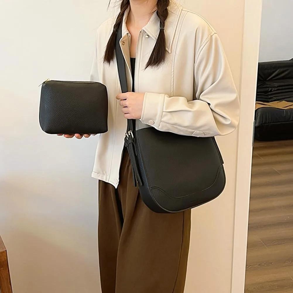 Womens Bucket Bags Slouchy Tote Bags for Women Ladies Shoulder Bag Large Satchel Handbag with Pouch Work Bag Travel Bag