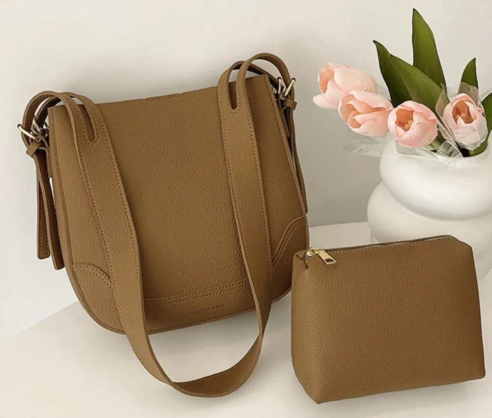 Womens Bucket Bags Slouchy Tote Bags for Women Ladies Shoulder Bag Large Satchel Handbag with Pouch Work Bag Travel Bag