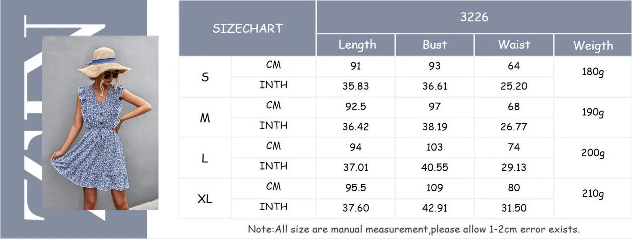 Womens Floral Ruffle Cap Sleeve Mini Dress Button Down Tie Waist Shirt Dress V Neck Flowy Short Beach Tank Dress