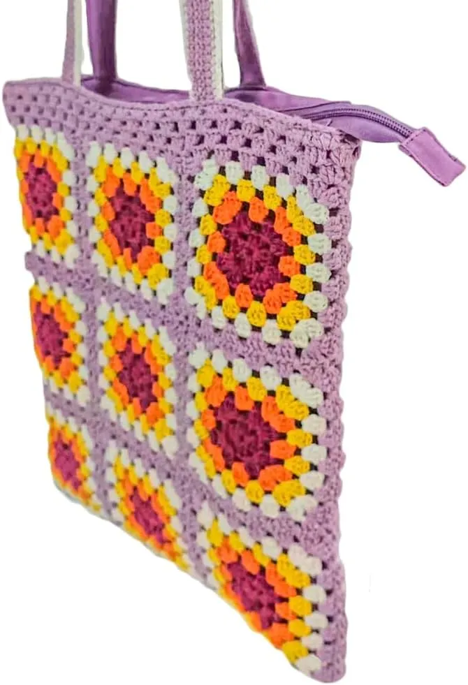 Womens Floral Tote Bag Woven Hobo Bags Beach Handbag Trendy Crochet Shoulder Purse Top Handle Handbag Travel Work
