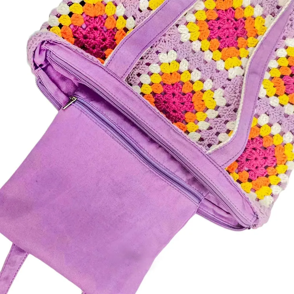 Womens Floral Tote Bag Woven Hobo Bags Beach Handbag Trendy Crochet Shoulder Purse Top Handle Handbag Travel Work