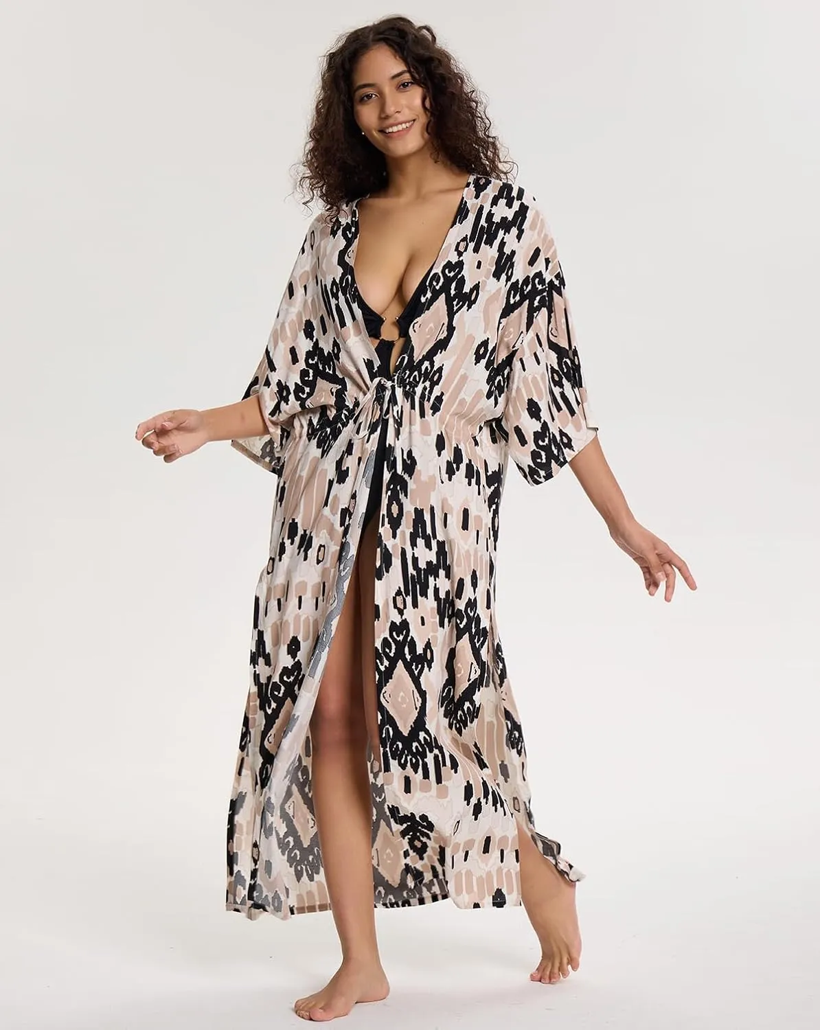 Women's Long Kimono Swimsuit Coverups Open Front Casual Loose Beach Cover Up Cardigans for Swimwear
