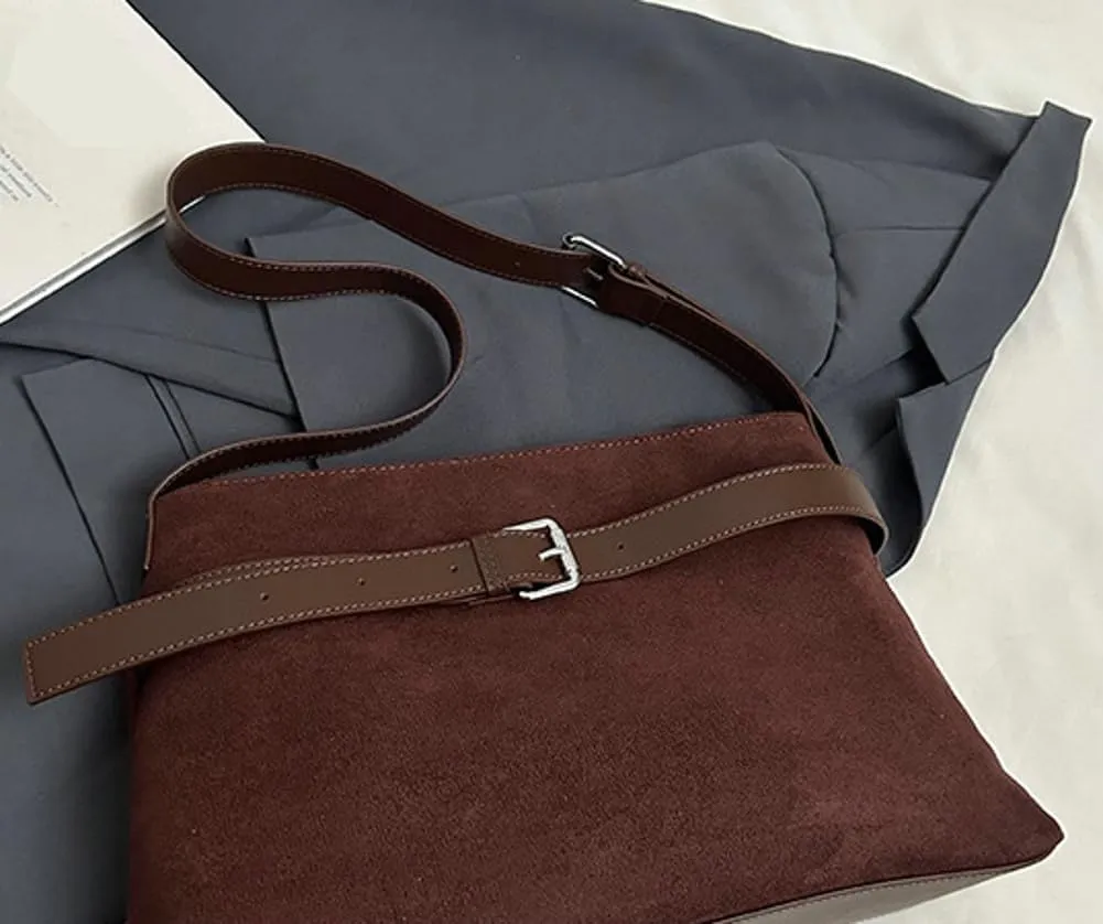 Womens Suede Bucket Bag Suede Crossbody Bag Large Slouchy Satchel Handbag Shoulder Bag Ladies Clutch Purse for Travel Work