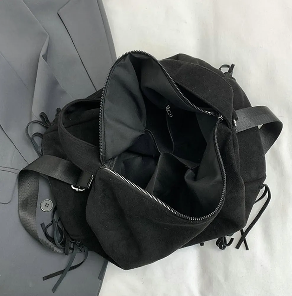 Womens Suede Pillow Bag Slouchy Crossbody Bag Hobo Bag Boston Bag Shoulder Bag Carryall Bag Tote Bag Purse with Tassel