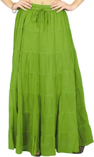 Women's Summer Cotton Skirt Ethnic Design Drawstring Waist