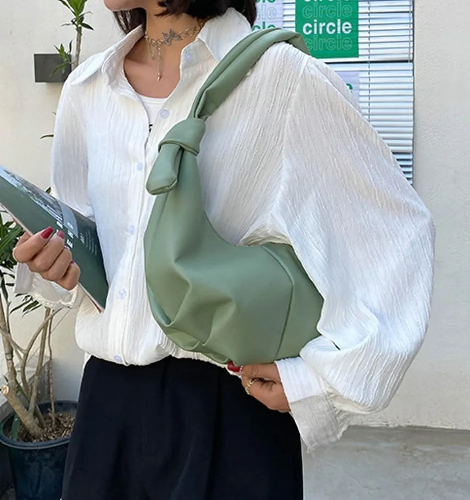 Womens Trendy Crescent Shoulder Bag PU Leather Hobo Bag Dumpling Bags Slouchy Top Handle Handbag Purse