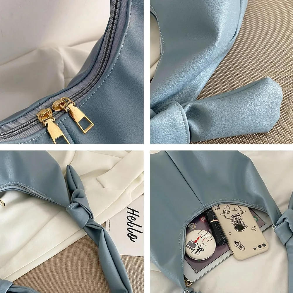 Womens Trendy Crescent Shoulder Bag PU Leather Hobo Bag Dumpling Bags Slouchy Top Handle Handbag Purse