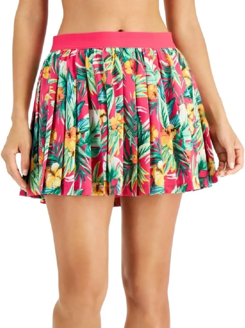 Women's Tropical Printed Pleated Skort Pink