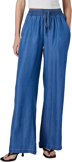 Womens Wide Leg High Rise Jeans Elastic Waist with Drawstring (29/31")
