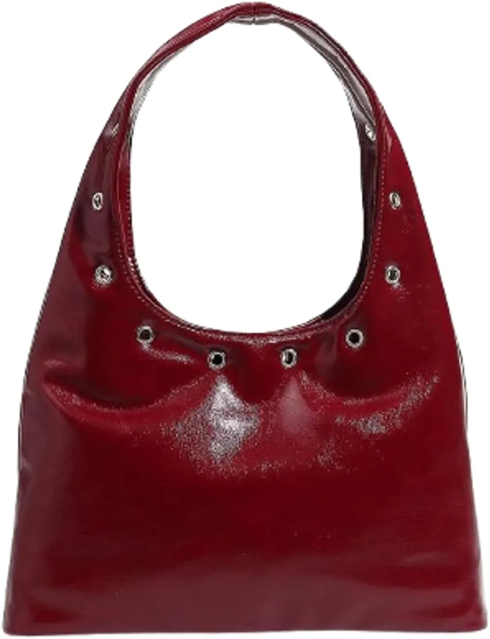 Y2k Crescent Hobo Bags Women 90s Trendy Studded Punk Satchels Shoulder Crossbody Purse PU Leather Underarm Tote Handbag