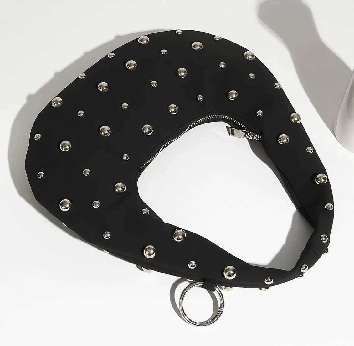 Y2k Studded Crescent Crossbody Purse Women Suede Hobo Bags 90s Trendy Shoulder Satchels Punk Underarm Tote Handbag 2025