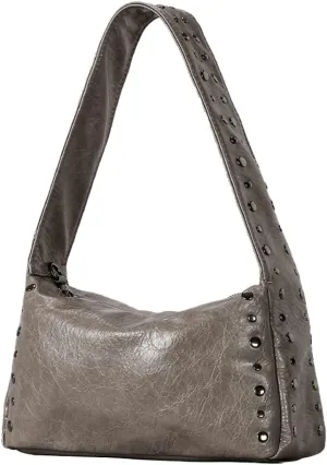 Y2k Studded Hobo Bags Women Trendy Punk 90s PU Leather Underarm Crescent Crossbody Purse Shoulder Satchels Tote Handbag