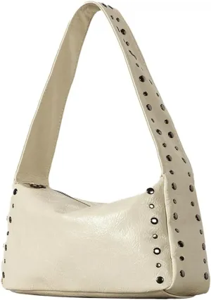 Y2k Studded Hobo Bags Women Trendy Punk 90s PU Leather Underarm Crescent Crossbody Purse Shoulder Satchels Tote Handbag
