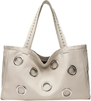 Y2k Studded Tote Hobo Bags Women 90s PU Leather Crescent Crossbody Purse Trendy Shoulder Satchels Punk Underarm Handbag