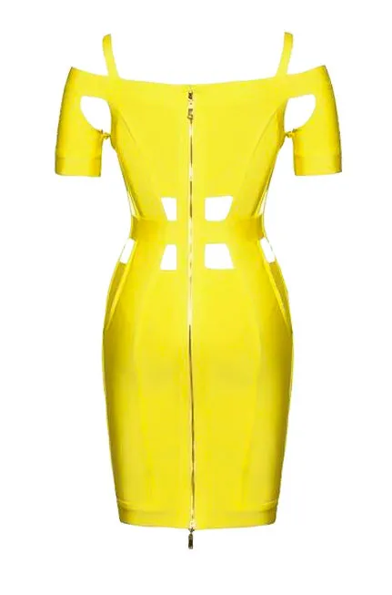 Yellow Cutout Bandage Dress