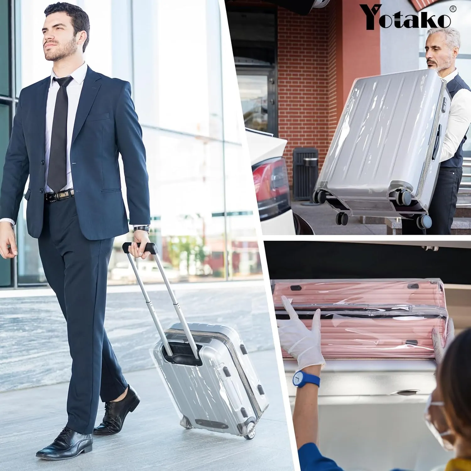 Yotako Upgraded Zippered Clear PVC Suitcase Cover, 20 Inch Luggage Covers for Suitcase Luggage Protector Suitcase Cover 20''