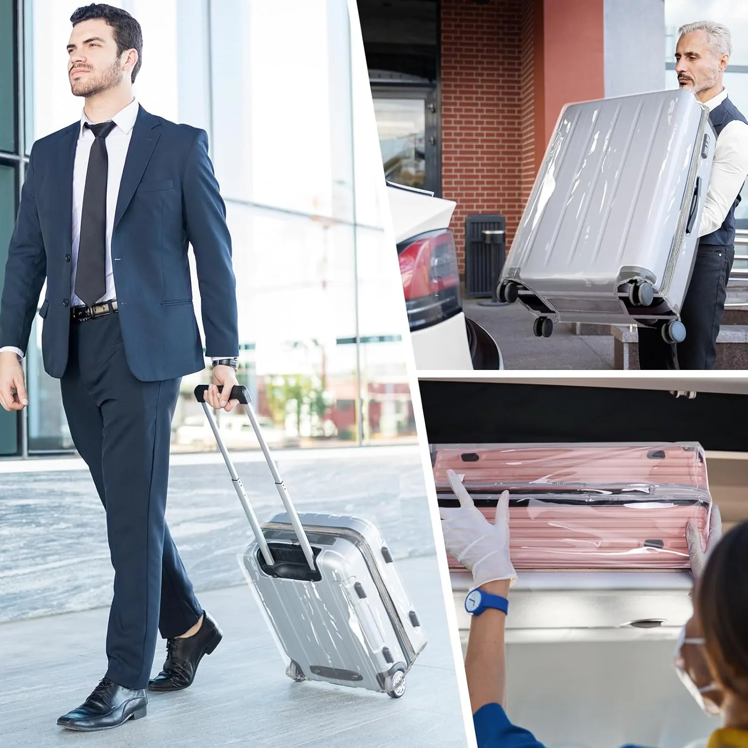 Yotako Upgraded Zippered Clear PVC Suitcase Cover, 30 Inch Luggage Covers for Wheeled Suitcase 30"