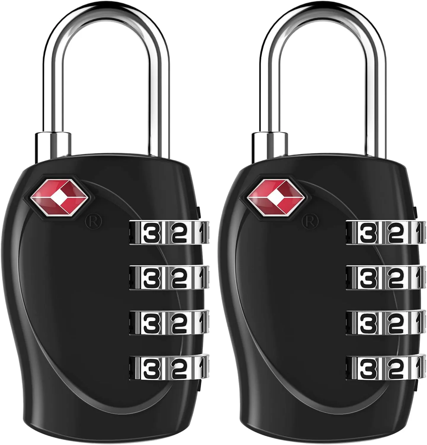 ZHEGE Luggage Locks TSA Approved, 4 Digit Small Combination Padlocks for Travel, Zipper Lock for Suitcase, Backpack, Tent, Gym Lockers, etc. (Black, 2 Pack)