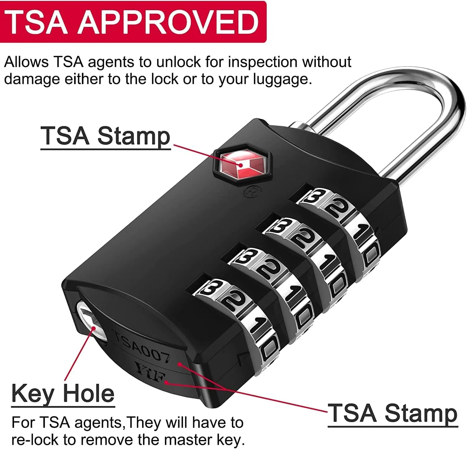 ZHEGE Travel Lock 2 Pack, Luggage Locks TSA Approved for Suitcase, Backpack, Briefcase Zippers, 4 Digit Combination Locks for Gym Lockers (Black and Silver)