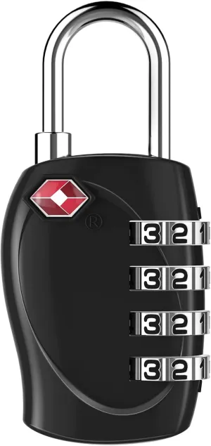 ZHEGE TSA Approved Locks, Suitcase Lock, 4 Digit Luggage Combination Lock Resettable for Backpack, Briefcase, Tent, Small Gym Locker Padlock (Black)